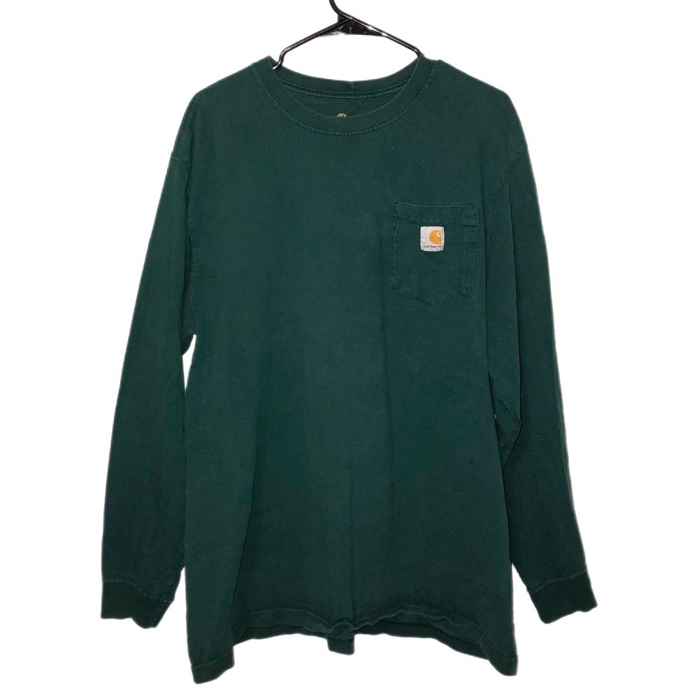 Men’s Carhartt Long Sleeve Pocket Tee 100% Cotton Green T-Shirt